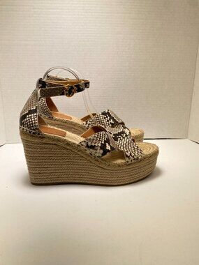 Tory Burch Women's Snake Shelby Strap Espadrille Wedge Sz 10.5